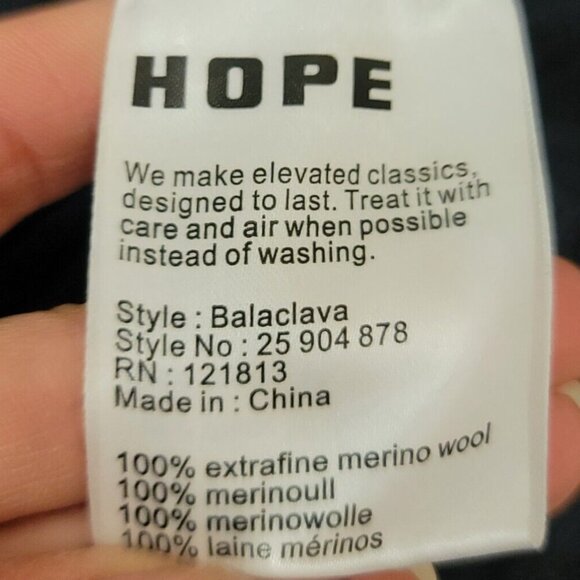 Hope Unisex Balaclava Extra Fine Merino Wool Ski Mask One Size Blue Ribbed Knit - Picture 5 of 11